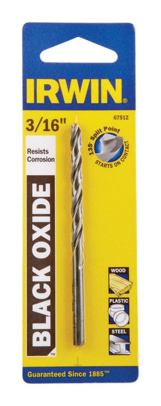 Irwin 67512 3/16 in. X 3-1/2 in. L High Speed Steel Drill Bit Straight Shank 1 pc