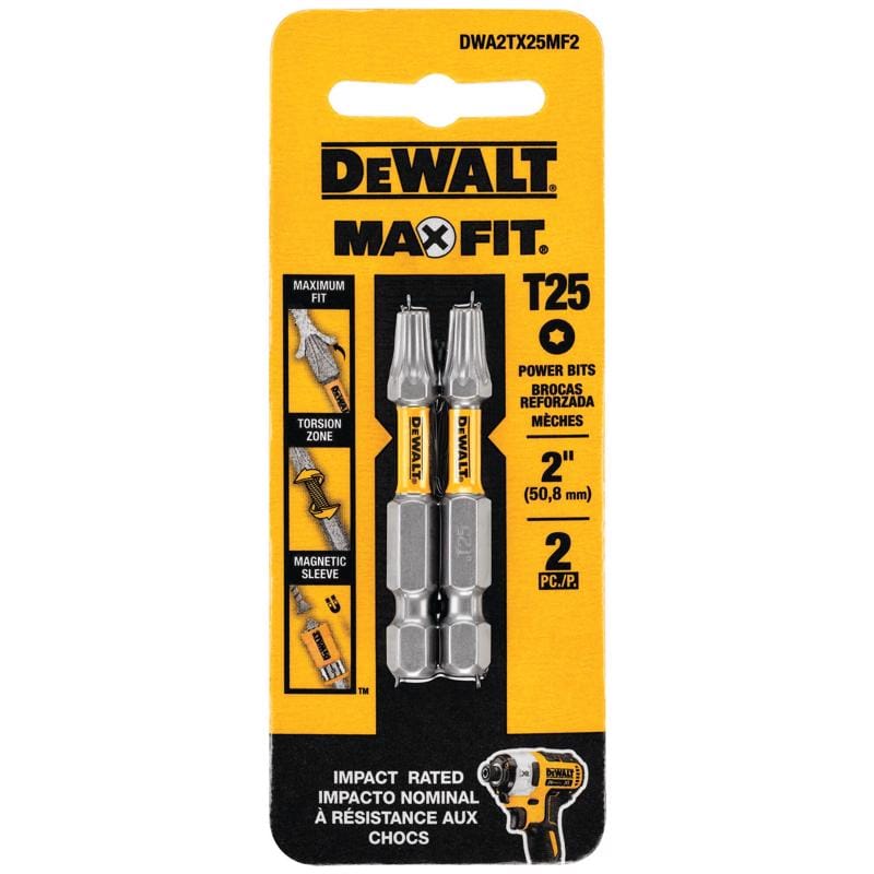 Dewalt DWA2TX25MF2 Max Fit Torx #25 X 2 in. L Screwdriver Bit Set Steel 2 pk