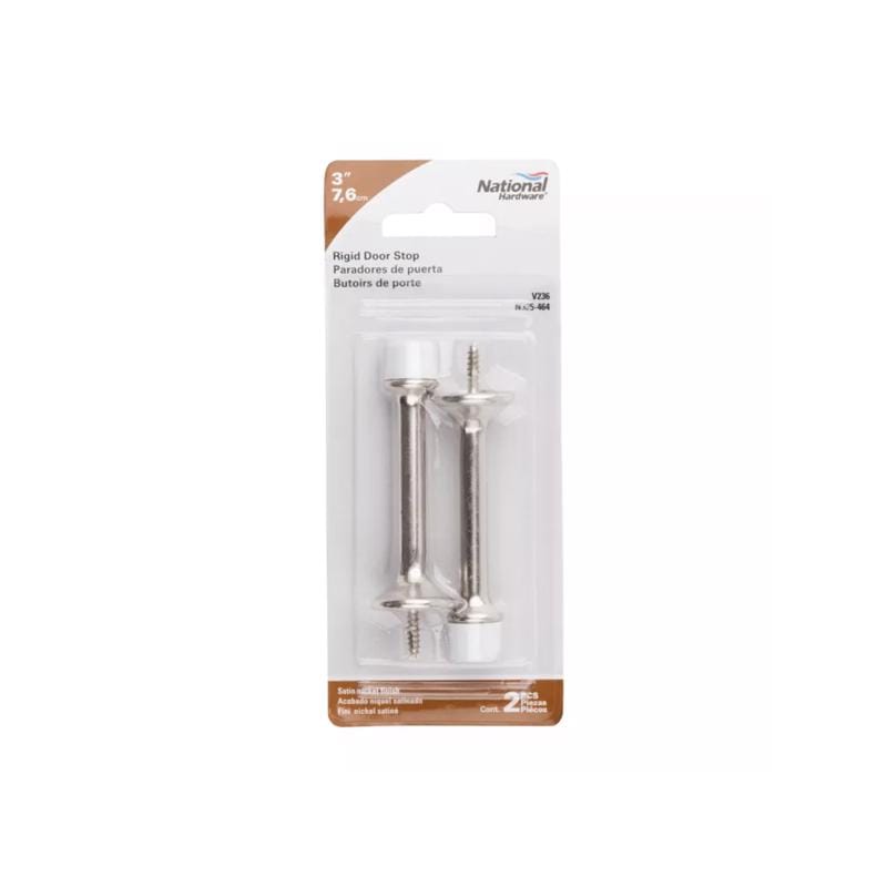 National Hardware N325-464 3 in. L Zinc Satin Nickel Silver Rigid Door Stop Mounts to wall 1 in.