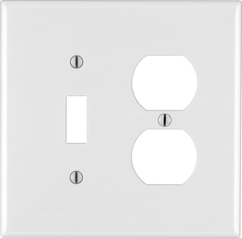 Leviton 0PJ18-00W White 2 gang Thermoplastic Nylon Duplex/Toggle Wall Plate 1 pk
