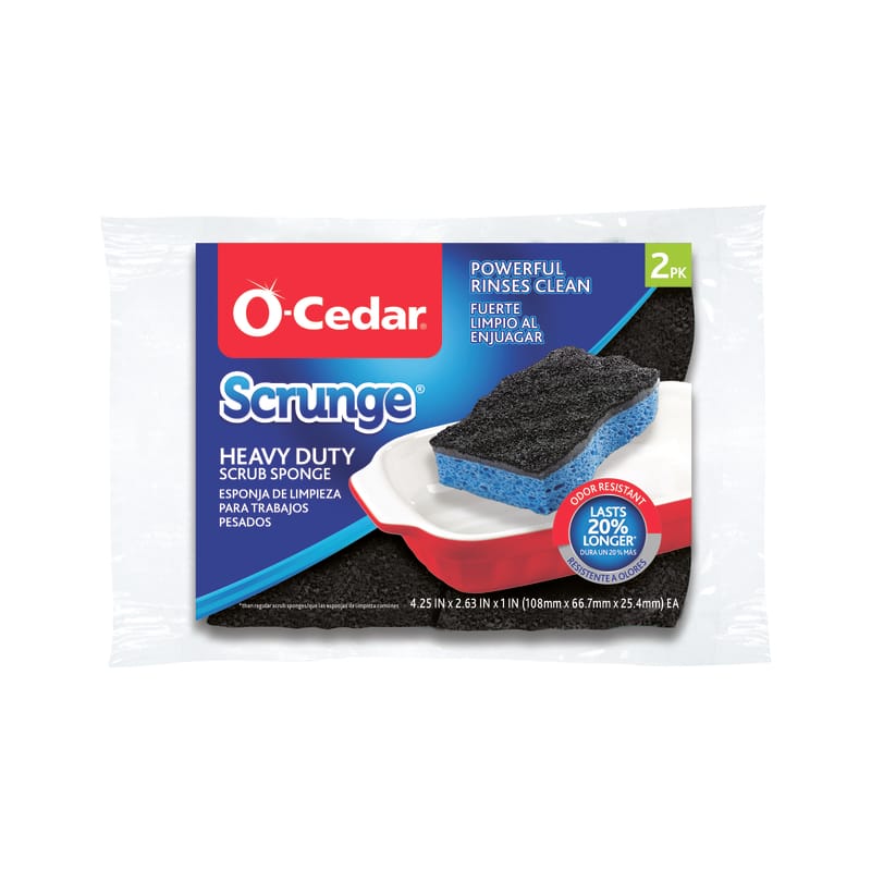 O-Cedar 148377 Scrunge Heavy Duty Sponge For All Purpose 4.25 in. L 2 pk