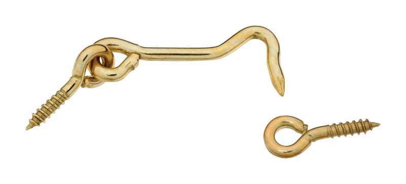 National Hardware N118-117 Gold Solid Brass 2 in. L Hook and Eye 1 pk