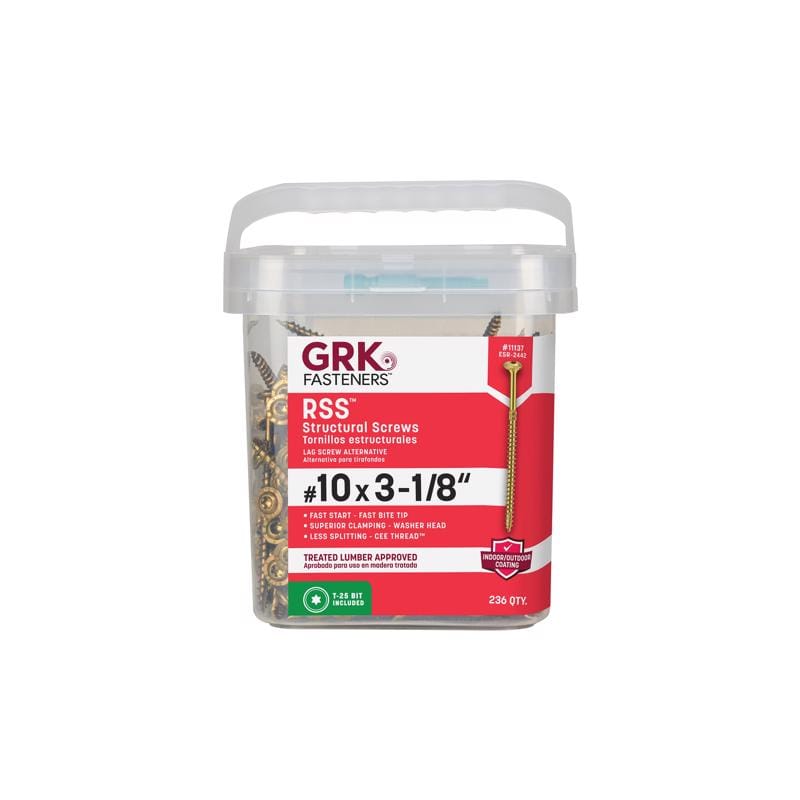GRK Fasteners 11137 No. 10 in. X 3-1/8 in. L Star Hex Head W-Cut Structural Screws