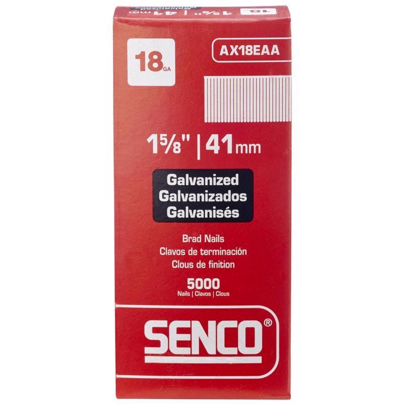 Senco AX18EAA 1-5/8 in. L X 18 Ga. Straight Strip Galvanized Brad Nails 5000 pk