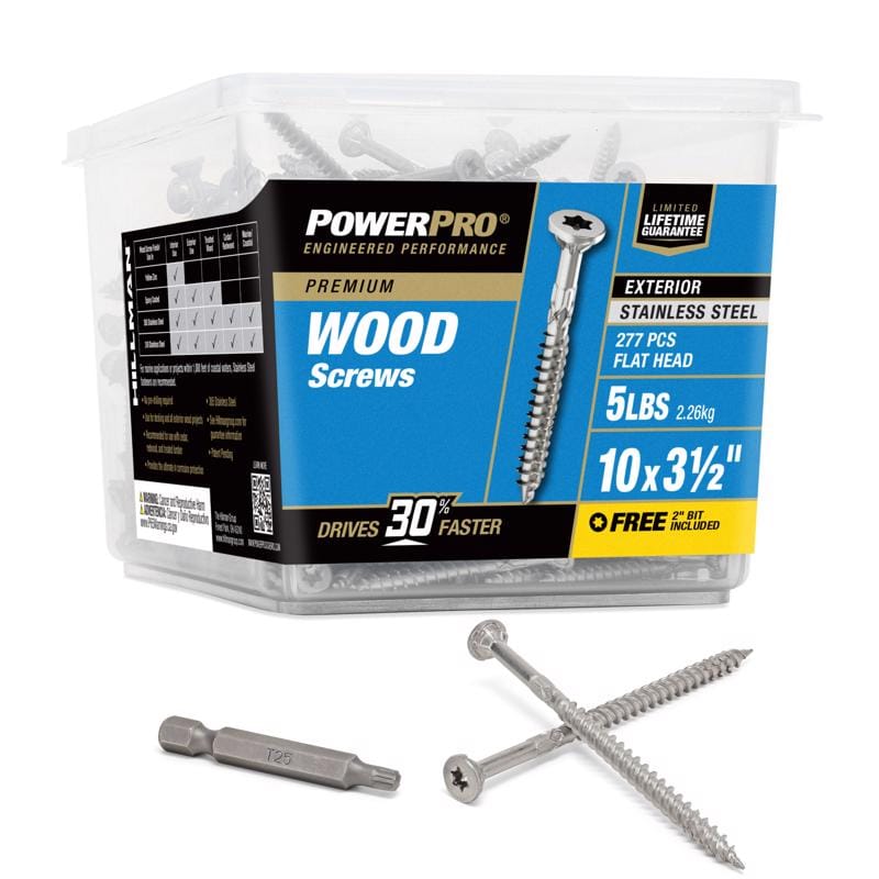 Hillman 48629V4 Power Pro No. 10 Ga. X 3-1/2 in. L Stainless Steel Star Flat Head Exterior Deck Screws 5 lb