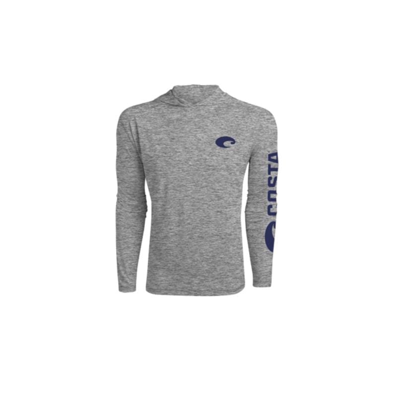Costa FQA400039-2032X XXL Long Sleeve Men's Hooded Heather Gray Technical Hood Tee Shirt