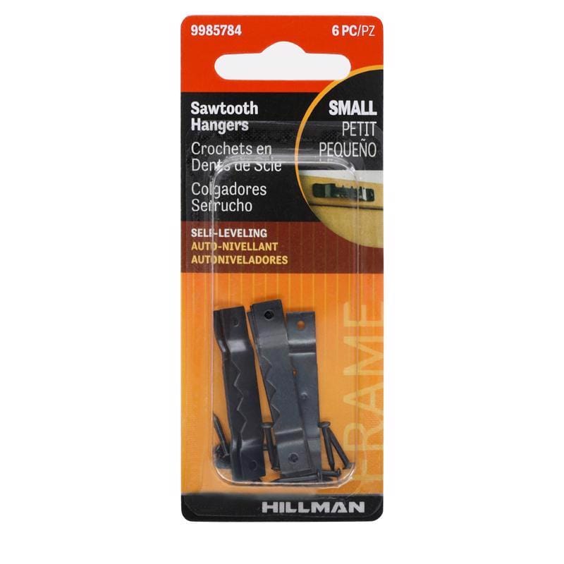 Hillman 9985784 Black Sawtooth Hanger 5 lb 6 pc