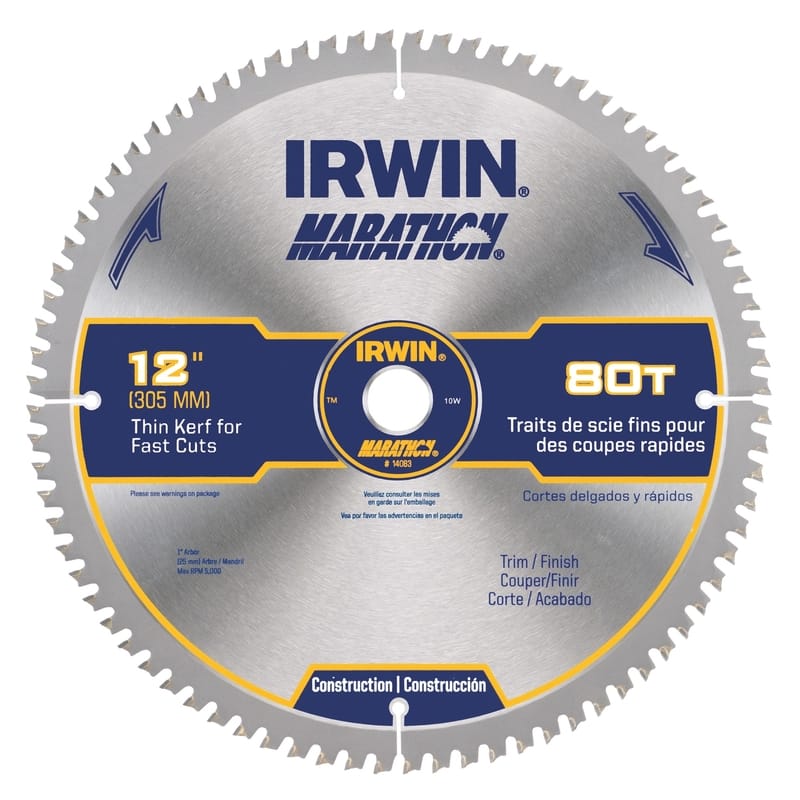 Irwin 14083 Marathon 12 in. D X 1 in. Carbide Circular Saw Blade 80 teeth 1 pk