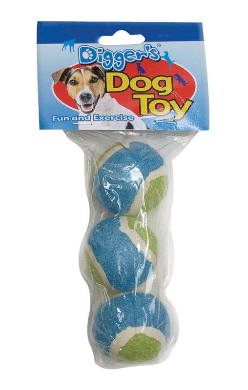 Boss Pet A08223 Digger's For Dog Multicolored Rubber Mini Tennis Balls Small 3 pk