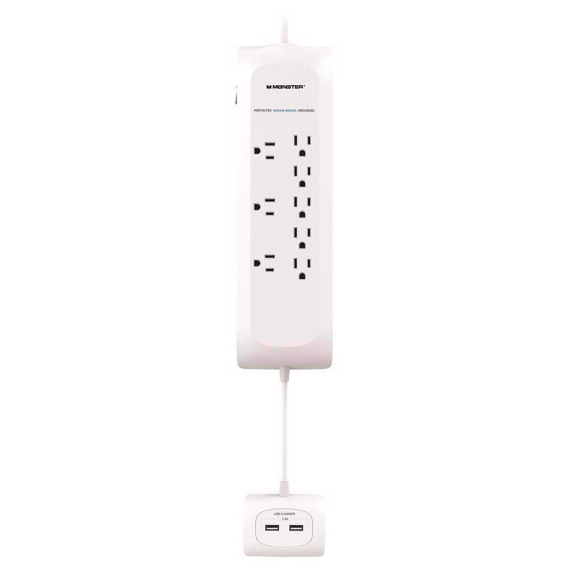 Monster 1810 Just Power It Up 4 ft. L 8 outlets Surge Protector w/USB White 1080 J