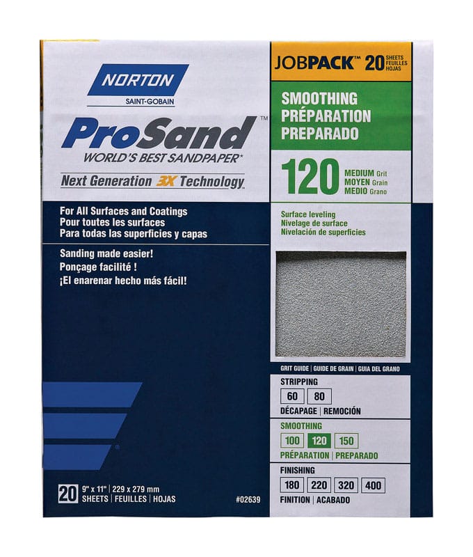 Norton 07660768172 ProSand 11 in. L X 9 in. W 120 Grit Aluminum Oxide Sandpaper 20 pk
