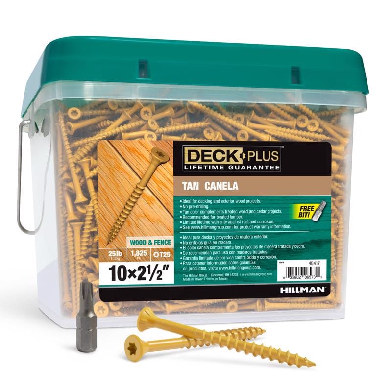 Hillman 48417 Deck Plus No. 10 in. X 2-1/2 in. L Tan Star Flat Head Exterior Deck Screws 25 lb 1825 pk