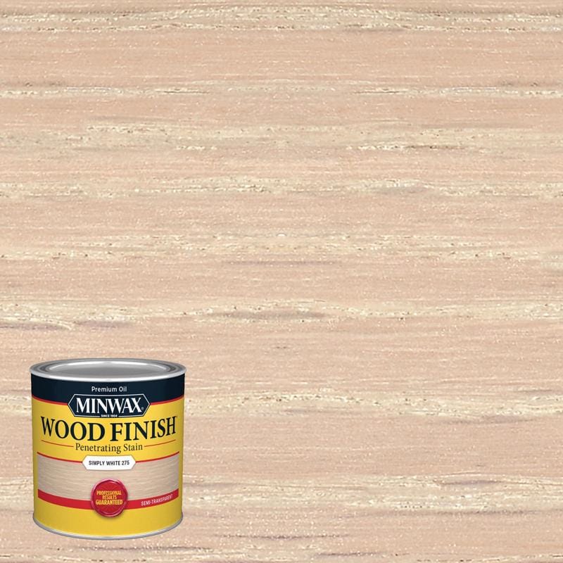 Minwax 227654444 Wood Finish Semi-Transparent Simply White Oil-Based Penetrating Wood Stain 1/2 pt