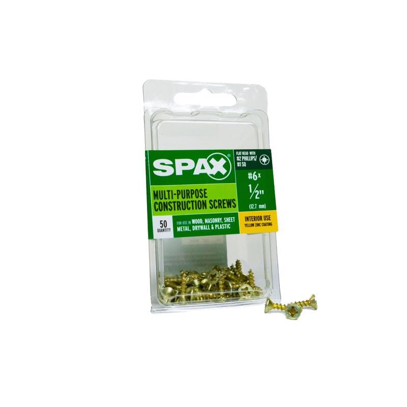 Spax 4101020350162 Multi-Material No. 6 Label X 5/8 in. L Unidrive Flat Head Serrated Construction Screws
