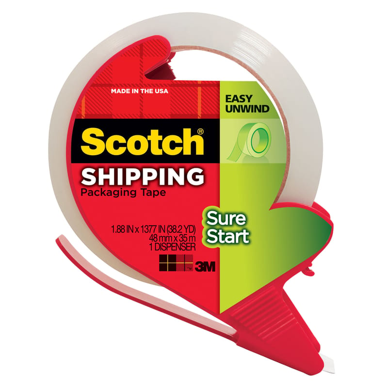 3M 3450S-RD-36GC Scotch 1.88 in. W X 38.2 in. L Packaging Tape with Dispenser 1 pk