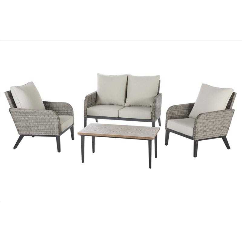 Living Accents MNCONV4-24 Dayton 4 pc Gray Steel Deep Seating Set White