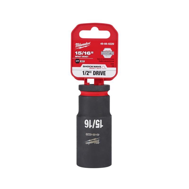 Milwaukee 49-66-6229 SHOCKWAVE 15/16 in. X 1/2 in. drive SAE 6 Point Deep Impact Socket 1 pc