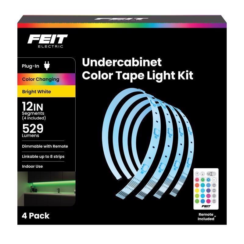 Feit Electric TAPE12RGB3K Feit 12 in. L Color Changing Plug-In LED Tape Light 4 pk