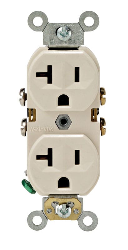 Leviton 0BR20-0TS 20 amps 125 V Duplex Light Almond Outlet 5-20R 1 pk