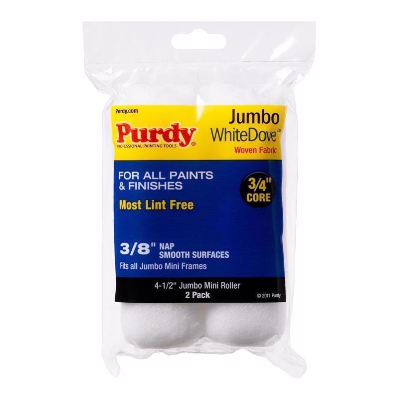 Purdy 14G624012 White Dove Woven Fabric 4.5 in. W X 3/8 in. Jumbo Mini Paint Roller Cover 2 pk