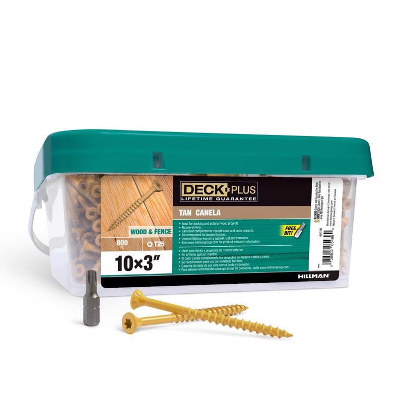 Hillman 49326 Deck Plus No. 10 Ga. X 3 in. L Tan Star Flat Head Exterior Deck Screws 13 lb 800 pk