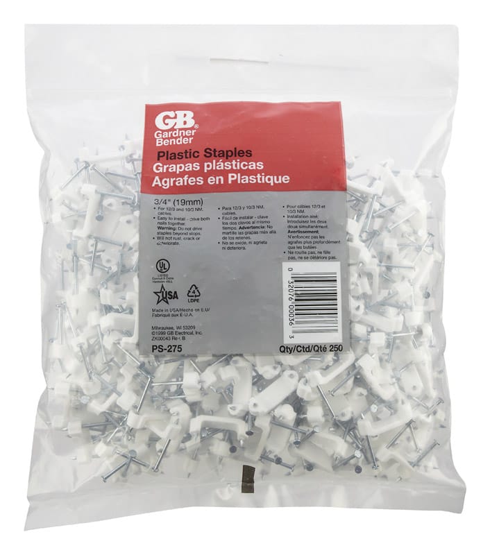 Gardner Bender PS-275N 3/4 in. W Plastic Insulated Cable Staple 250 pk