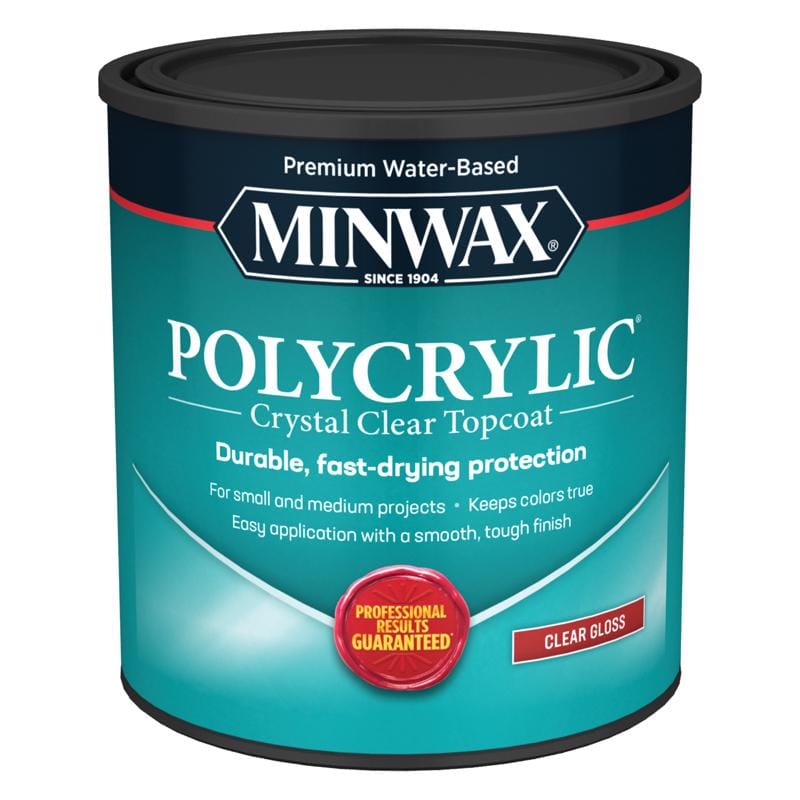 Minwax 65555444 Polycrylic Gloss Crystal Clear Water-Based Polyurethane 1 qt