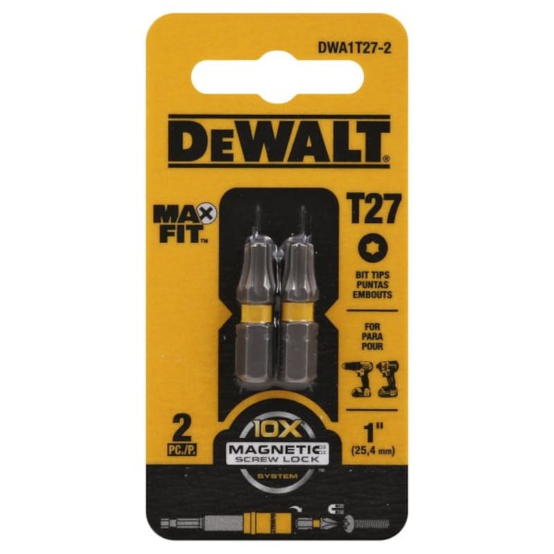 Dewalt DWA1T27-2 Max Fit Torx T27 X 1 in. L Insert Bit S2 Tool Steel 2 pc