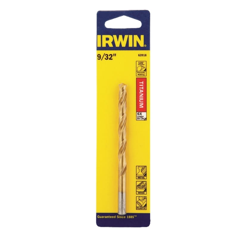 Irwin 63918 9/32 in. X 4-1/4 in. L High Speed Steel Drill Bit Straight Shank 1 pc