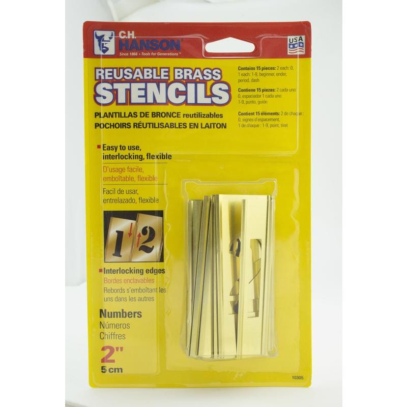 C.H. Hanson 10305 2 in. Brass Numbers Stencil 15 pk