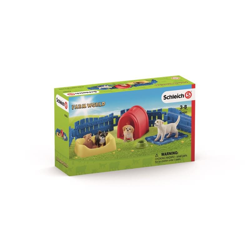 Schleich 42480 Farm World Puppy Pen Toy Multicolored 13 pc