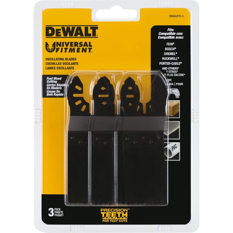 Dewalt DWA4270-3 Universal Fitment 1-1/4 in. High Carbon Steel Fast Wood Cutting Oscillating Blade 3 pk