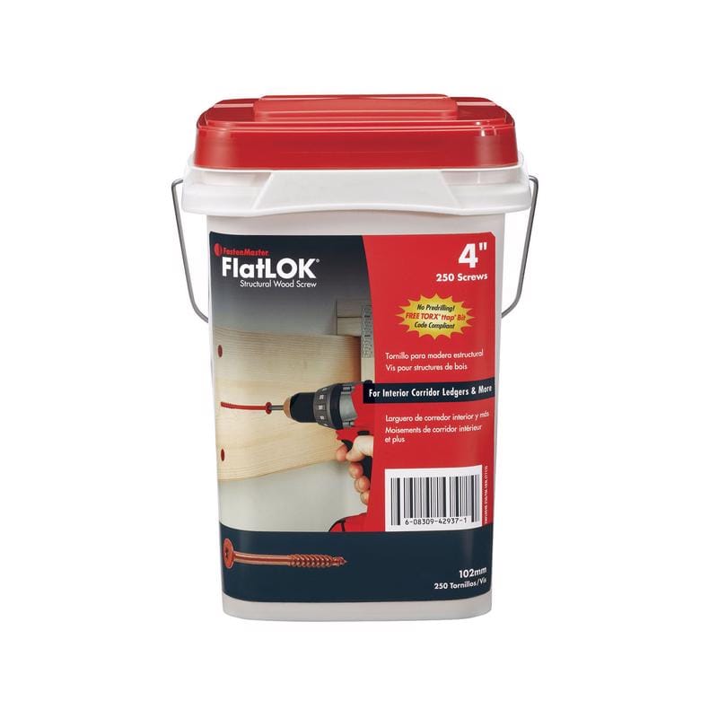 FastenMaster FMFL004B-250 FlatLok No. 14 X 4 in. L Torx Ttap Epoxy Coarse Wood Screws 250 pk