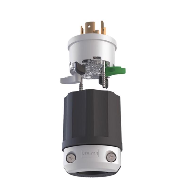 Leviton 2411E-0BX Lever Edge Commercial and Residential Plastic Locking Plug L14-20P