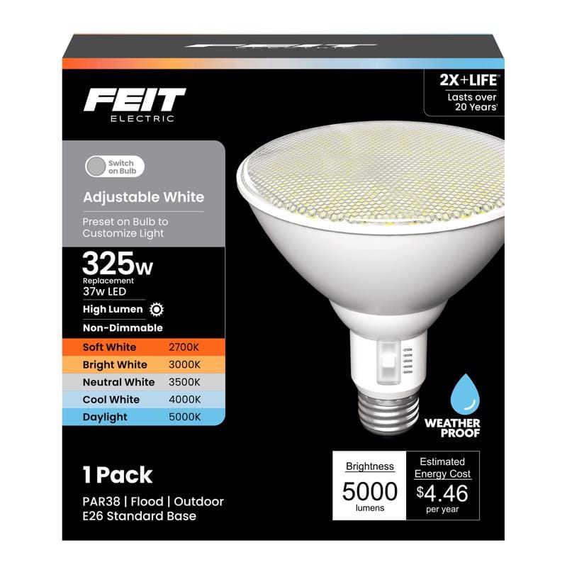 Feit Electric PAR38/5000/5CCT Feit PAR38 E26 (Medium) LED Floodlight Bulb Adjustable White 325 Watt Equivalence 1 pk