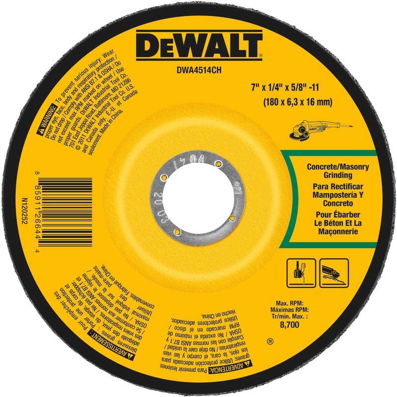 Dewalt DWA4514CH 7 in. D X 5/8 in. X 1/4 in. thick Masonry Grinding Wheel 1 pc