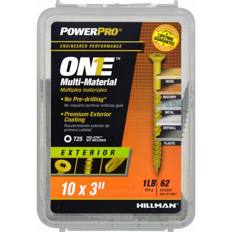 Hillman 116847 Power Pro No. 10 Ga. X 3 in. L Star Flat Head Coarse Multi-Material Screws