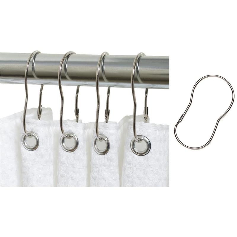Zenna Home 90SS Zenith Zenna Home Chrome Silver Metal Shower Curtain Rings 12 pk
