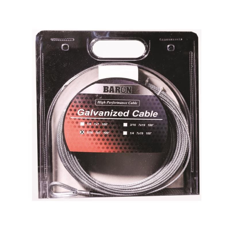 Baron 76005 1/16 in. D X 100 ft. L Galvanized Steel Aircraft Cable