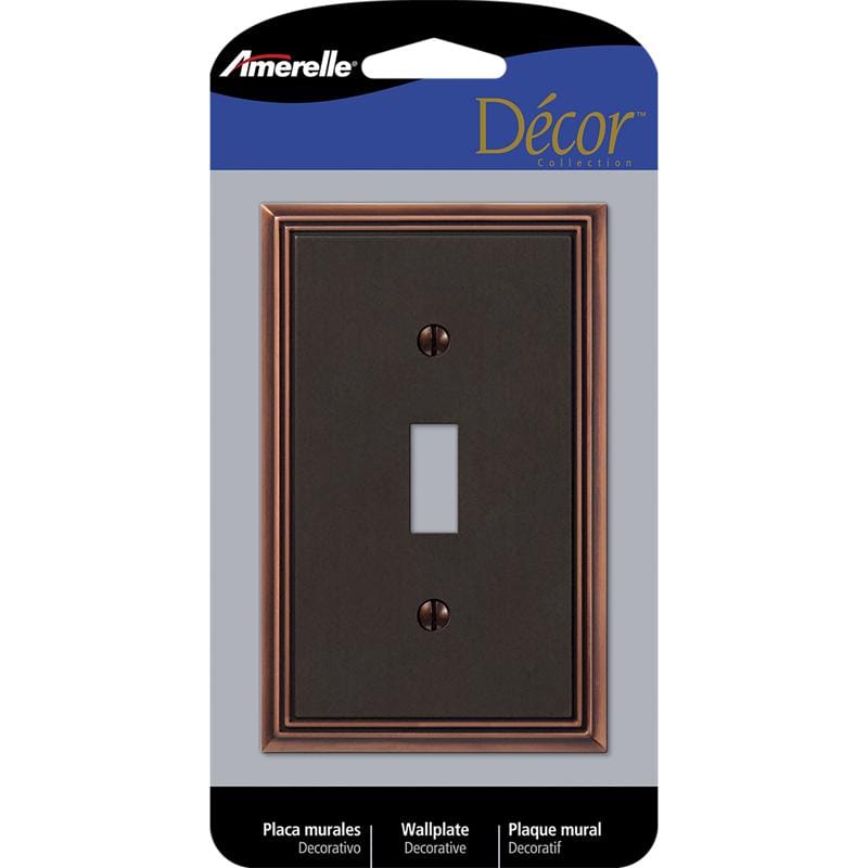 Amerelle 77TDB Metro Aged Bronze 1 gang Die-Cast Metal Toggle Wall Plate 1 pk