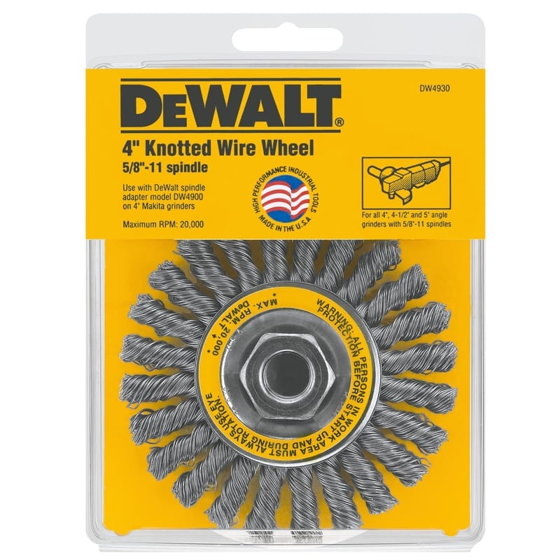 Dewalt DW4930 High Performance 4 in. Coarse Knotted Wire Wheel Brush Carbon Steel 20000 rpm 1 pc