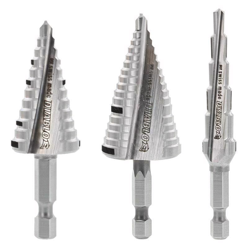Diablo DSDS003 M2 Steel Step Drill Bit Set Hex Shank 3 pc