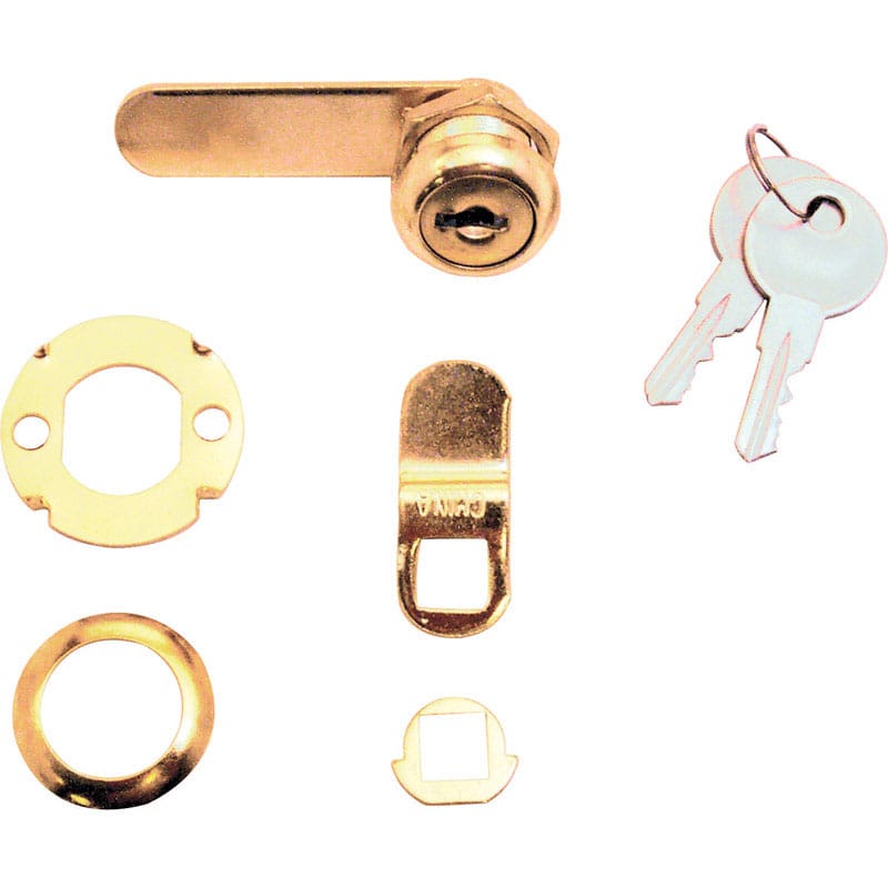 Prime-Line U9942 Bright Brass Gold Steel Cabinet/Drawer Lock