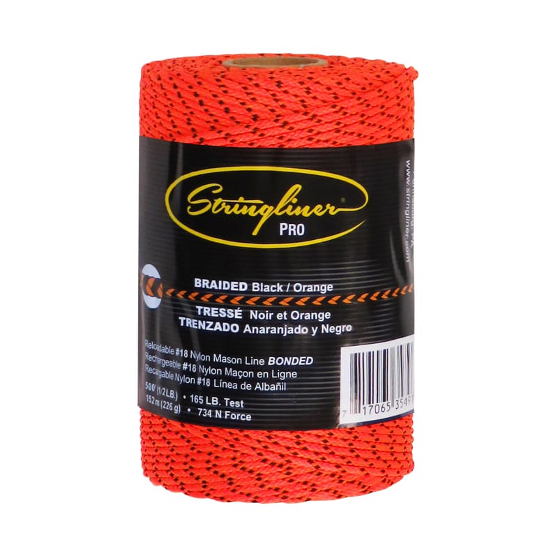Stringliner SL35491AC PRO Mason's Line Refill 500 ft. Black/Orange Bonded Braided Line