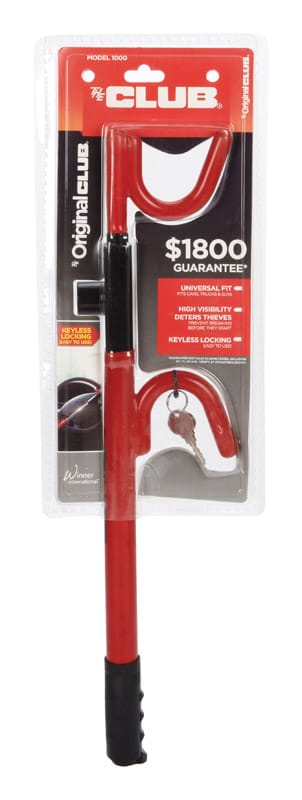 The Club 1000 Red Steering Wheel Lock For Fit Most Vehicles 1 pk
