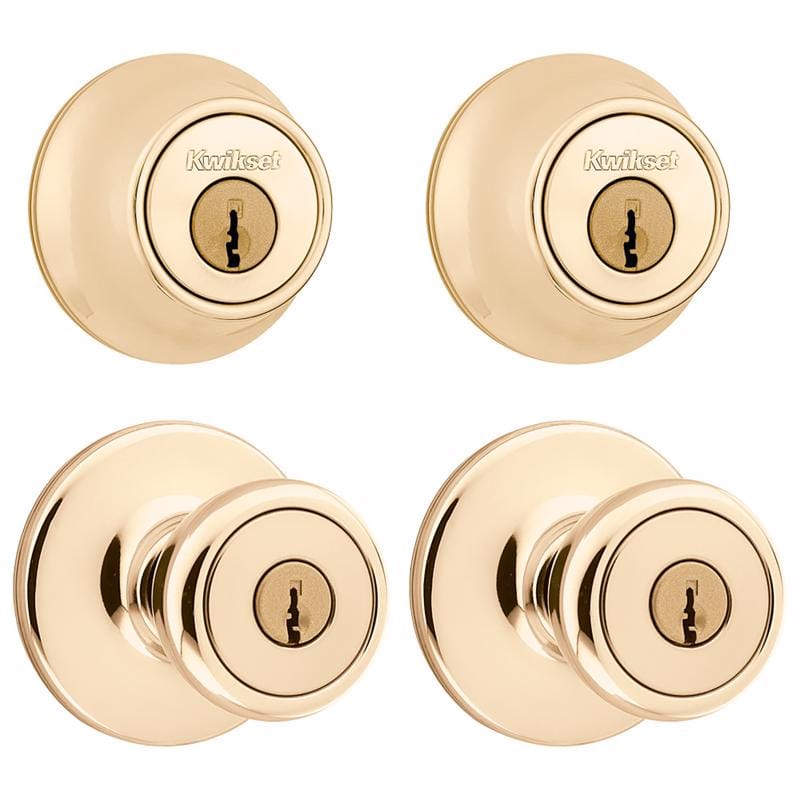 Kwikset 92420-031 Tylo Polished Brass Double Entry Door Kit 1-3/4 in.