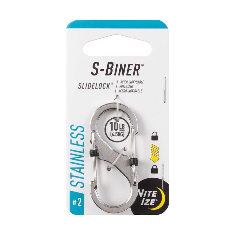 Nite Ize LSB2-11-R3 S-Biner SlideLock Stainless Steel Silver Locking S-Biner