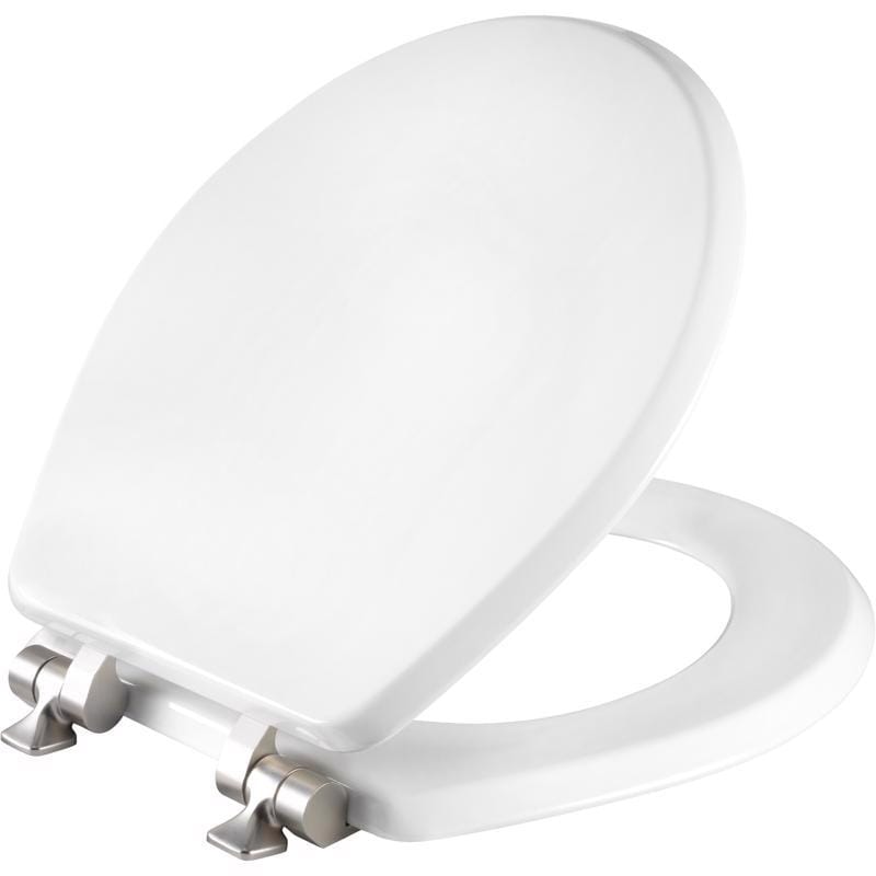Mayfair BY Bemis 26NISL-000 Benton Slow Close Round White Enameled Wood Toilet Seat