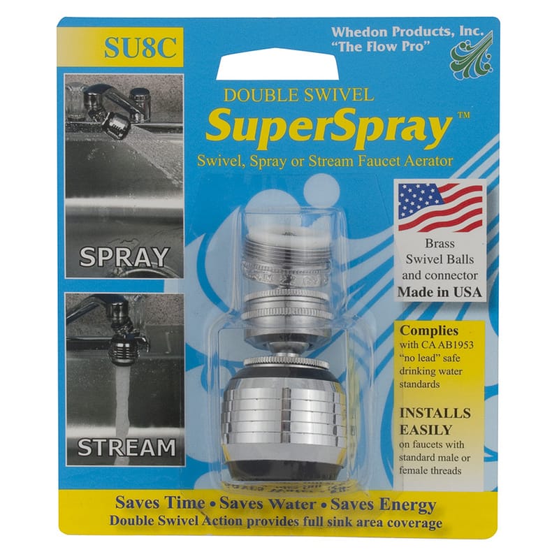 Whedon SU8C Super Spray Dual Thread 15/16 in.- 27M x 55/64 in.-27F Chrome Swivel Sprayrator