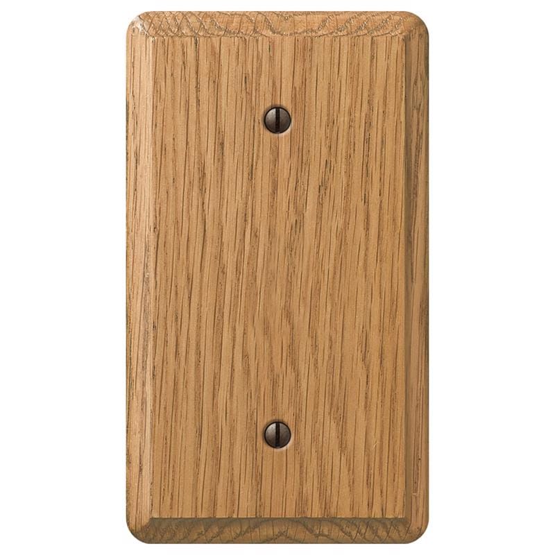 Amerelle 901BL Contemporary Light Brown 1 gang Oak Wood Blank Wall Plate 1 pk